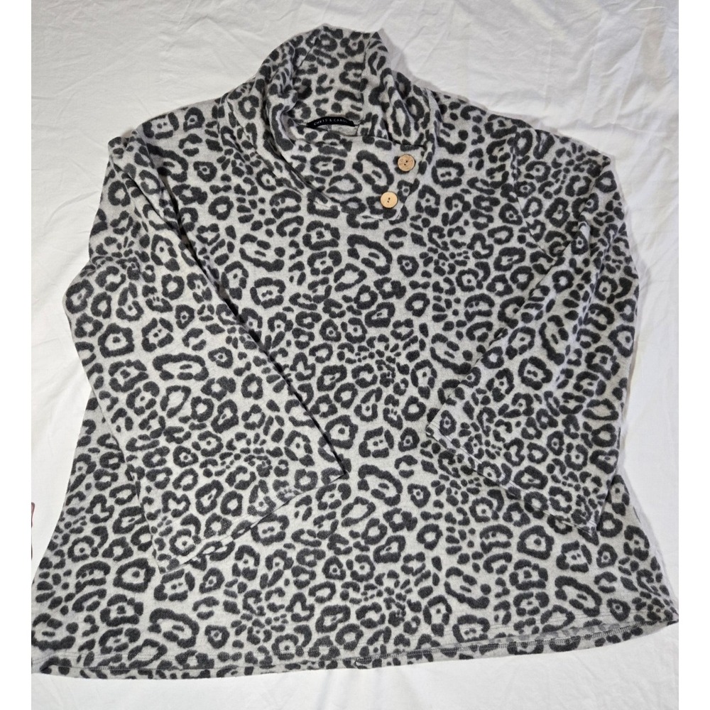 Chris & Carol Soft Animal Inspired High Collar‎ Bell Sleeve Pullover Top 3x